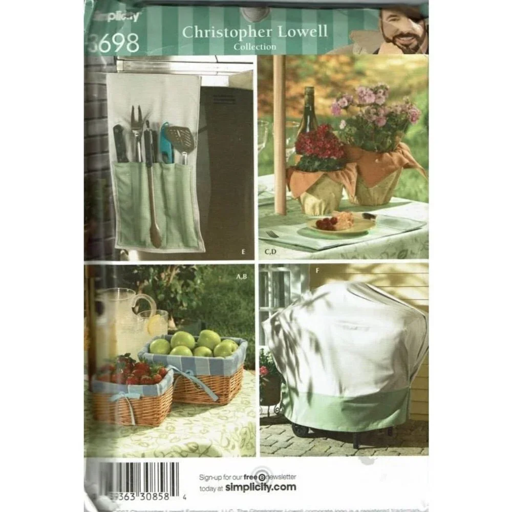Simplicity Sewing Pattern 3698 BBQ Accessories‎ Basket Liners Grill Caddy Cover